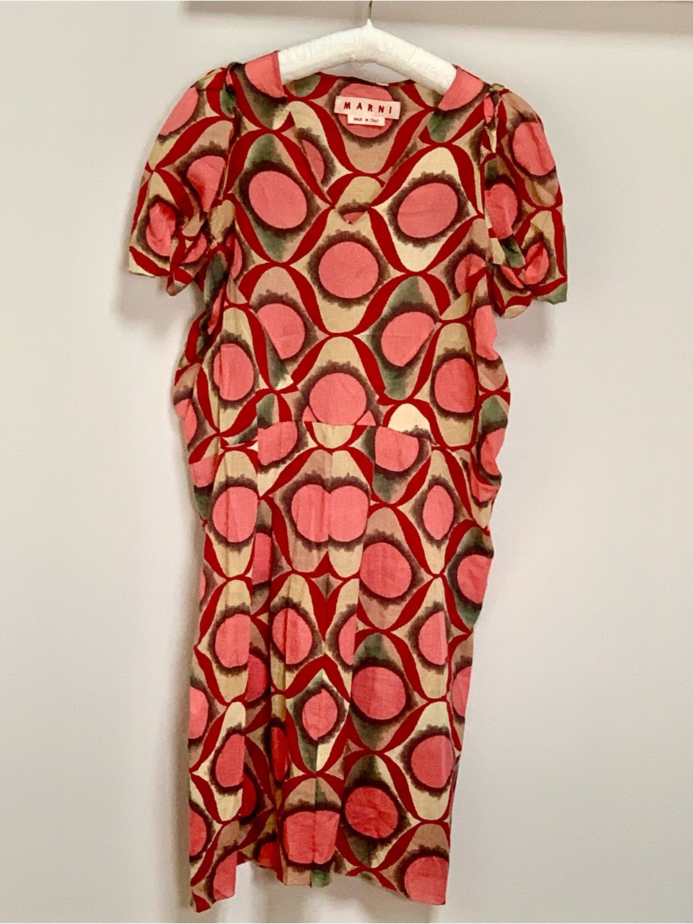 Marni Pink and Red Abstract Midi Dress